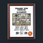 Thank You Basketball Coach, Custom Photo & Names Award Plaque<br><div class="desc">A personalized Basketball with the coach and players' names, along with their custom pictures, can serve as a memorable and unique memento for a team. This thoughtful gesture fosters a sense of unity, pride, and camaraderie among team members, while also providing a tangible reminder of their shared experiences and achievements...</div>