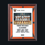 Thank You Basketball Coach, Custom Photo & Names Award Plaque<br><div class="desc">A personalized Basketball with the coach and players' names, along with their custom pictures, can serve as a memorable and unique memento for a team. This thoughtful gesture fosters a sense of unity, pride, and camaraderie among team members, while also providing a tangible reminder of their shared experiences and achievements...</div>