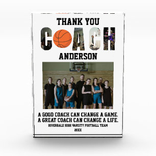 Thank You Basketball Coach Team End Of Season Acrylic Award