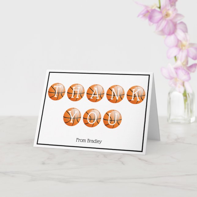 Thank You Basketball Custom Personalized Card (Orchid)