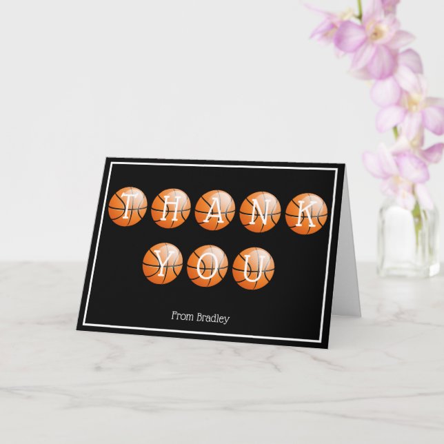 Thank You Basketball Custom Personalized Card (Orchid)
