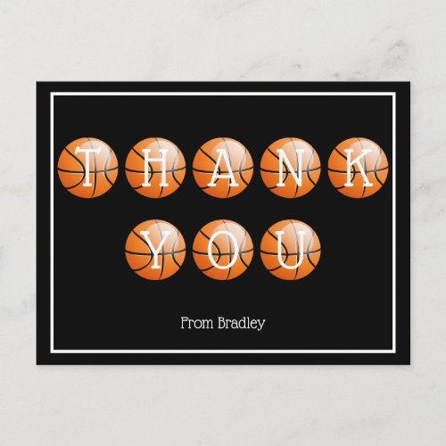 Thank You Basketball Custom Personalized Postcard