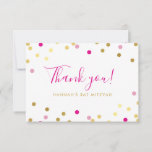 THANK YOU BAT MITZVAH glam confetti spot gold pink<br><div class="desc">by kat massard >>> https://linktr.ee/simplysweetpaperie <<< A simple, stylish way to say thank you to your guest's for attending your event. Setup as a template it is simple for you to add your own details, or hit the customize button and you can add or change text, fonts, sizes etc TIP...</div>