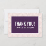 THANK YOU BAT MITZVAH modern edge aubergine blush<br><div class="desc">by kat massard >>> https://linktr.ee/simplysweetpaperie <<< A simple, stylish way to say thank you to your guest's for attending your event. Setup as a template it is simple for you to add your own details, or hit the customise button and you can add or change text, fonts, sizes etc TIP...</div>