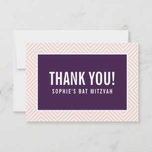 THANK YOU BAT MITZVAH modern edge aubergine blush Card
