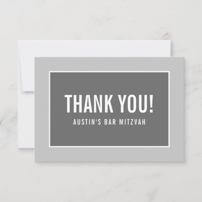 THANK YOU BAT MITZVAH modern edge geometric gray Card (Front)