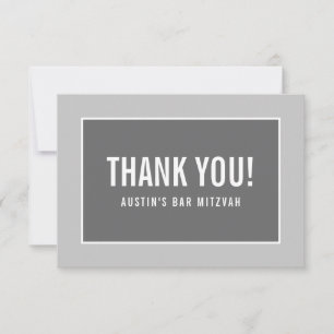 THANK YOU BAT MITZVAH modern edge geometric gray Card