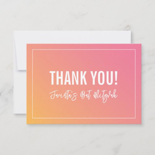 THANK YOU BAT MITZVAH modern pink yellow gradient