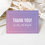 THANK YOU BAT MITZVAH modern purple pink gradient<br><div class="desc">by kat massard >>> https://linktr.ee/simplysweetpaperie <<< A simple, stylish way to say thank you to your guest's for attending your event. Setup as a template it is simple for you to add your own details, or hit the customise button and you can add or change text, fonts, sizes etc TIP...</div>