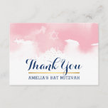 THANK YOU BAT MITZVAH modern star PINK watercolor<br><div class="desc">by kat massard >>> kat@simplysweetPAPERIE.com <<< A simple, stylish way to say thank you to your guest's for attending your child's BAT MITZVAH Setup as a template it is simple for you to add your own details, or hit the customise button and you can add or change text, fonts, sizes...</div>