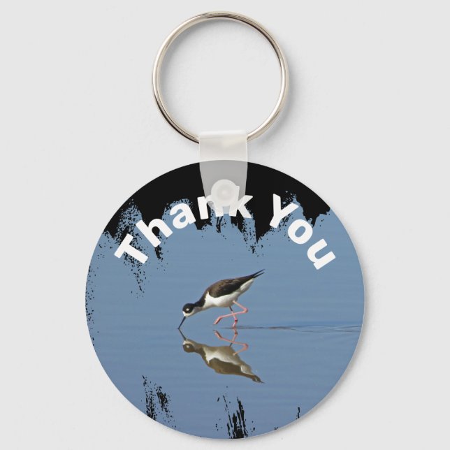 Thank You Beach Bird Reflection Photo Appreciation Keychain (Front)