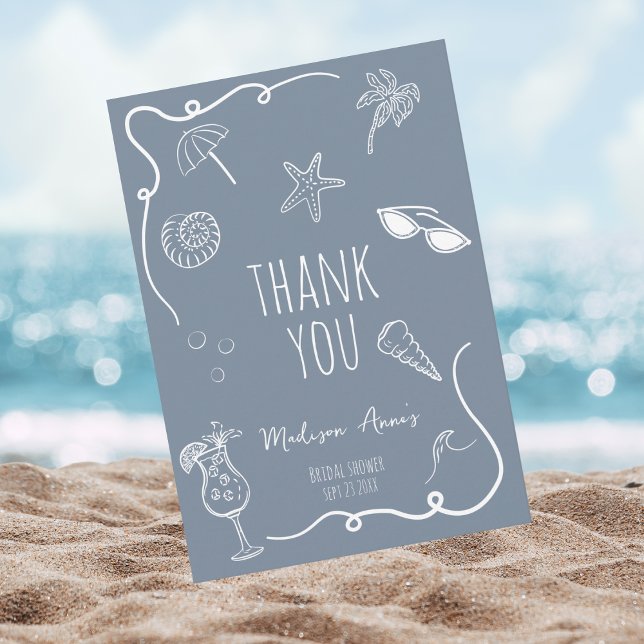 Thank You Beach Doodle Bridal Shower Card (Creator Uploaded)
