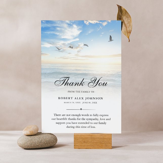Thank You Beach Funeral Photo Sympathy Grief Card (Sympathy Thank You Card)