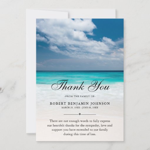 Thank You Beach Ocean Funeral Photo Sympathy | Zazzle