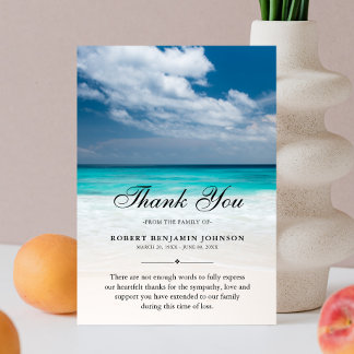 Thank You Beach Ocean Funeral Photo Sympathy Card