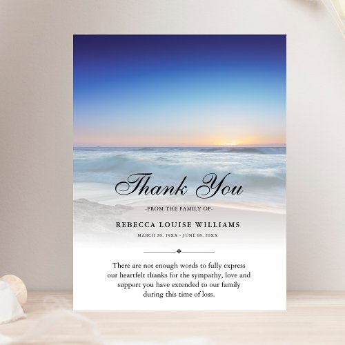 Thank You Beach Ocean Funeral Photo Sympathy Grief