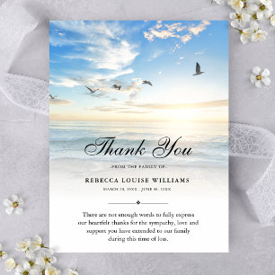 Thank You Beach Ocean Funeral Photo Sympathy Grief Card