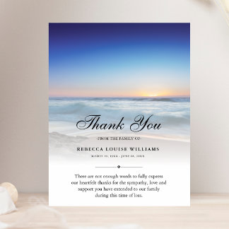 Thank You Beach Ocean Funeral Photo Sympathy Grief Card
