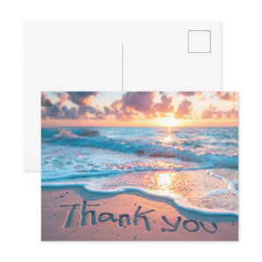 Thank You Beach Sand Writing Postcard