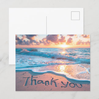 Thank You Beach Sand Writing Postcard