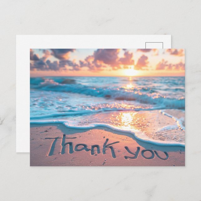 Thank You Beach Sand Writing Postcard (Front/Back)