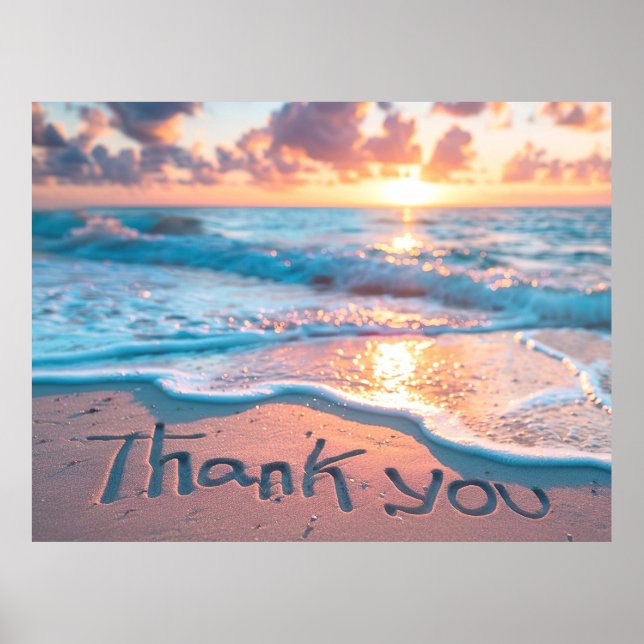 Thank You Beach Sand Writing Poster (Front)