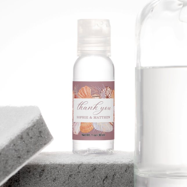 Thank You Beach Seashell Watercolor Ocean Wedding Hand Sanitizer (Insitu)