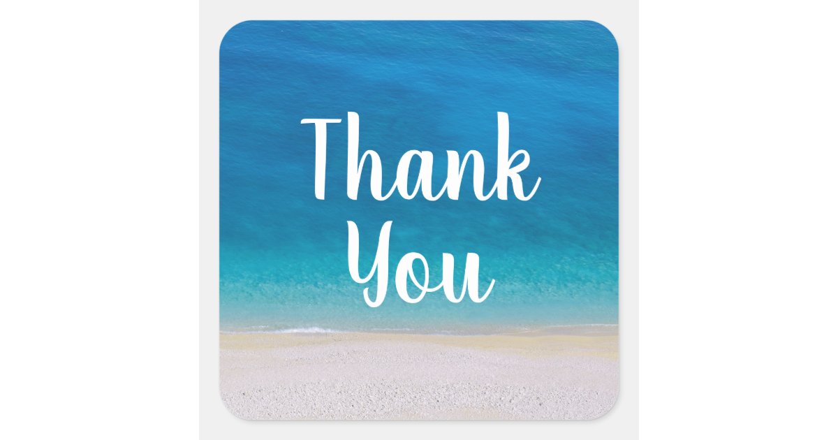 Thank You Beach Theme Blue Sea Ocean Photo Simple Square