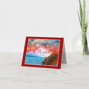 "Thank you" beach theme tropical cruise Letterpress Thank You Card