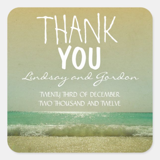 thank you beach wedding sticker (Front)