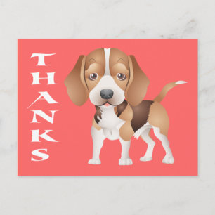 Thank You Beagle Puppy Dog Greeting Post Card