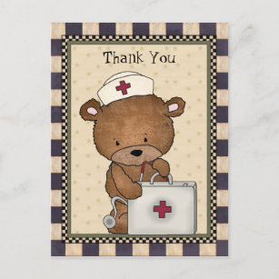 Thank You Bear Nurse postcard