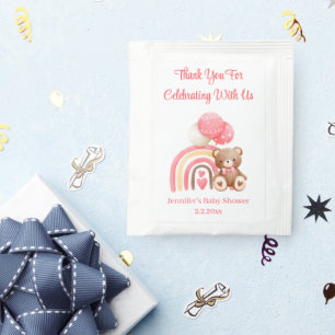 thank you bearly wait pink baby shower stylish tea bag drink mix