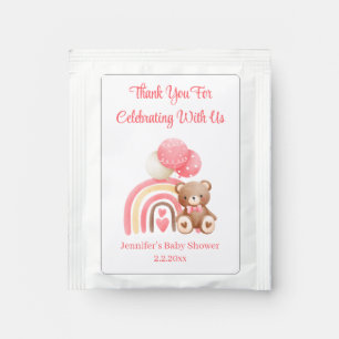 thank you bearly wait pink baby shower stylish tea bag drink mix