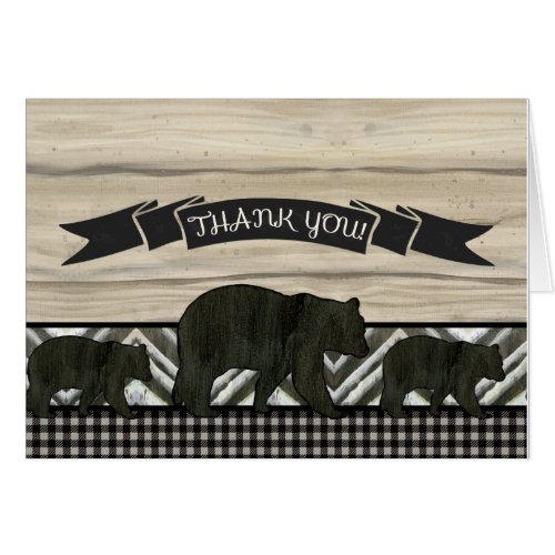 Thank You Bears Baby Boy Shower Lumberjack Plaid