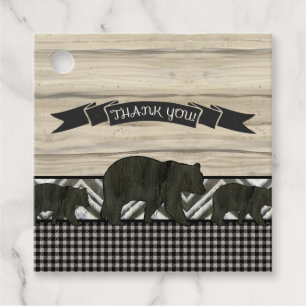 Thank You Bears Lumberjack Plaid Baby Boy Shower Favor Tags