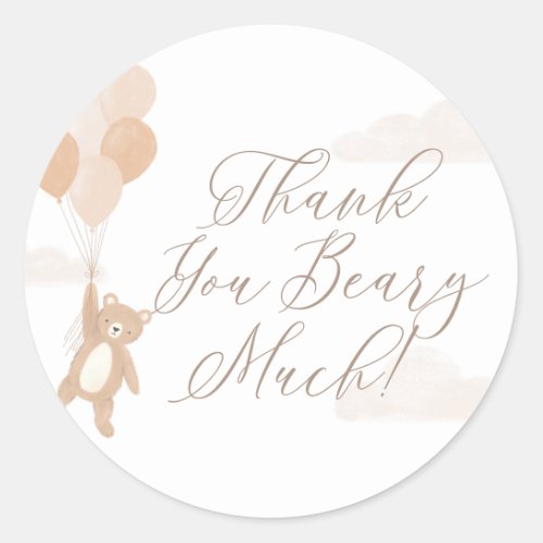 Thank You Beary Much Baby Shower Classic Round Sticker