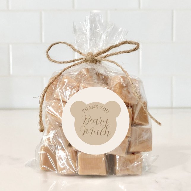 Thank You Beary Much Baby Shower Favor Classic Round Sticker (Creator Uploaded)