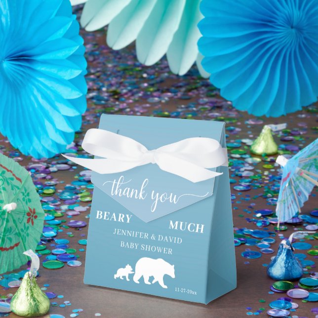 Thank You Beary Much Blue Baby Shower Favor Boxes (Party)