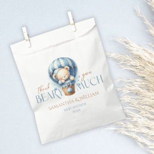 "Thank You Beary Much Blue Hot Air Balloon Favor Bag