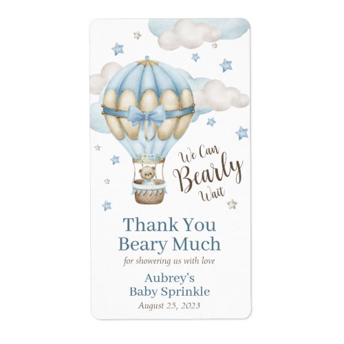 Thank You Beary Much Boy Baby Sprinkle Label