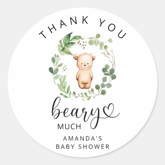 Thank you beary much classic round sticker (Front)