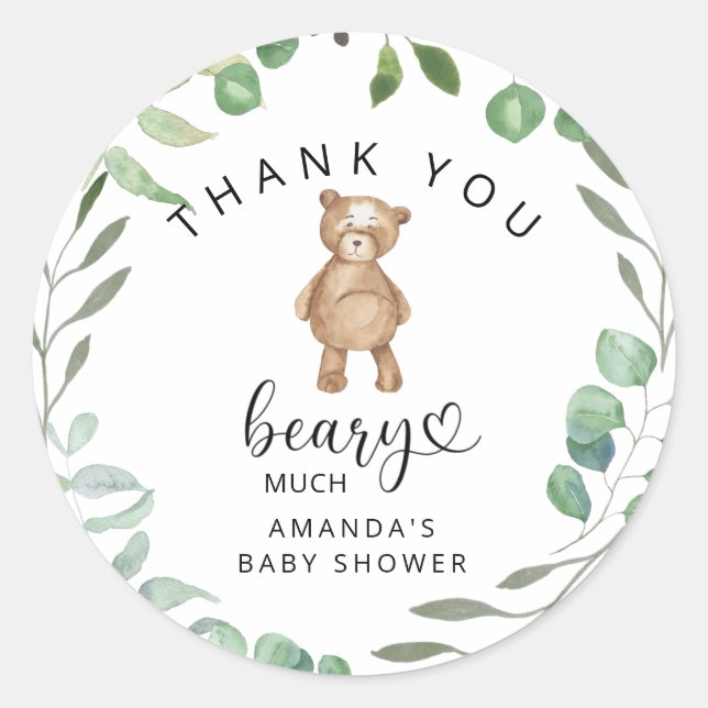 Thank you beary much classic round sticker (Front)