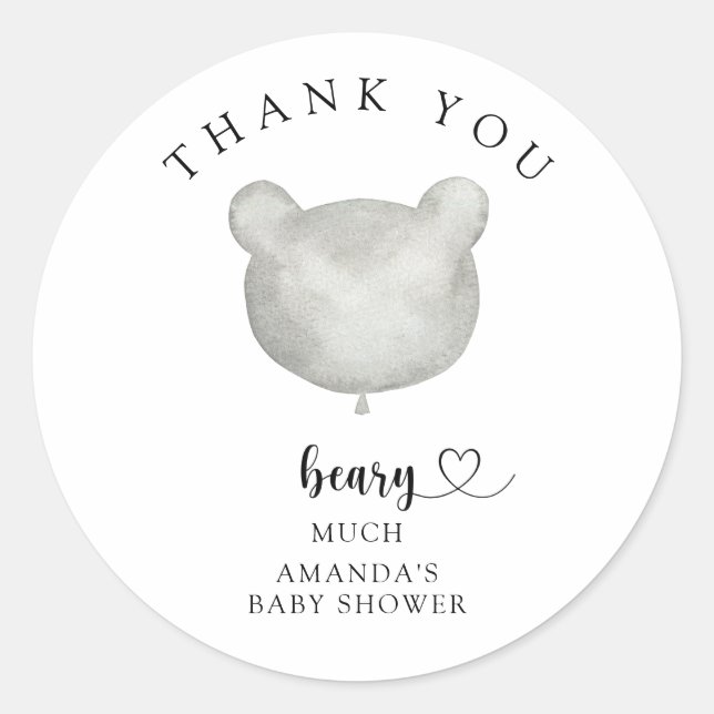 Thank you beary much  classic round sticker (Front)