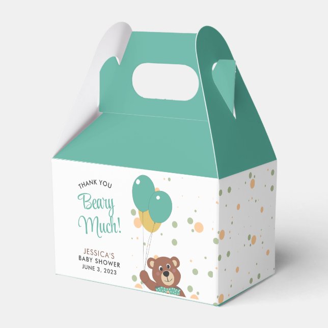 Thank You Beary Much Cute Baby Bear Gender Neutral Favor Boxes (Front Side)