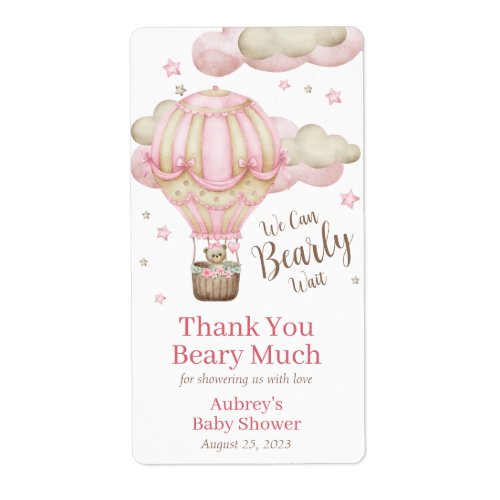 Thank You Beary Much Girl Baby Shower Label