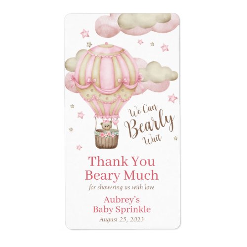 Thank You Beary Much Girl Baby Sprinkle Label