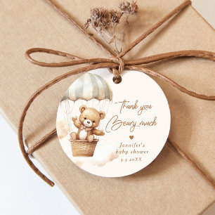 Thank you beary much Hot air balloon teddy bear Favor Tags