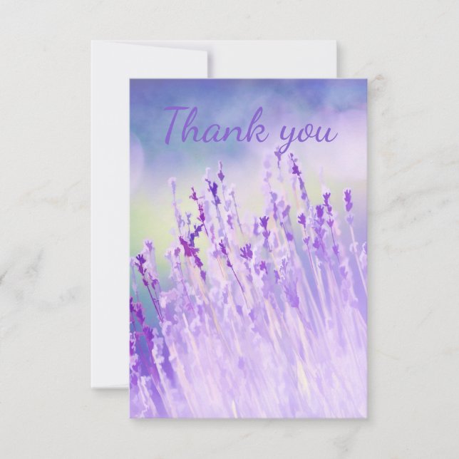 Thank You Beautiful Field of Lavender flowers Card (Front)