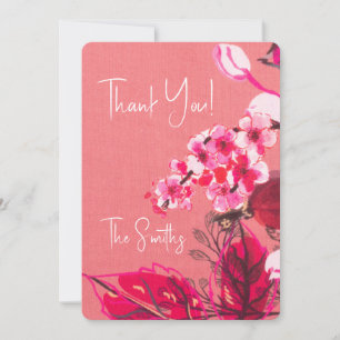 Thank You Beautiful Pink Cherry Blossom Floral Art Card